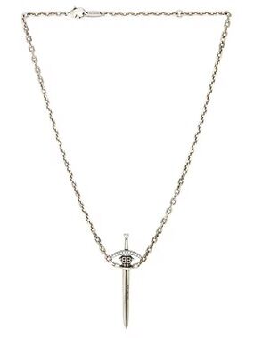 Authentic Balenciaga Silver Sword Pendant Necklace